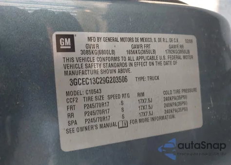 2009 Chevrolet Silverado 1500 Ls из США, поврежденный, VIN 3GCEC13C29G203506